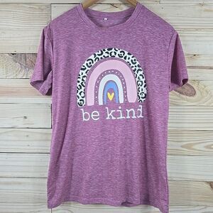 Unbranded Be Kind Artistic Rainbow Women's LG‎ Tshirt Leopard Print Pastels